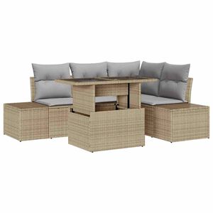 vidaXL Set de canapele pentru grădină 5 pcs Beige și gri deschis