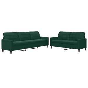 vidaXL Set de canapele cu perne, 2 piese, verde &icirc;nchis, catifea