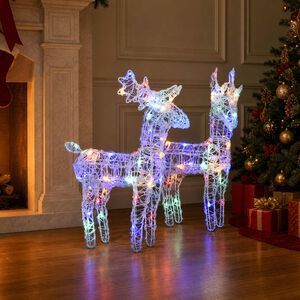 vidaXL Reni de Crăciun, 2 buc., multicolor, 80 LED-uri, acril
