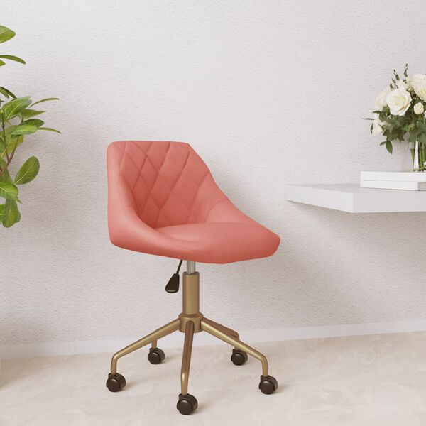 vidaXL Scaun de bucătărie pivotant, roz, catifea