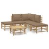vidaXL Set mobilier de grădină cu perne gri taupe, 6 piese, bambus