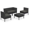 vidaXL Set mobilier de grădină cu perne, 5 piese, negru, poliratan