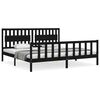vidaXL Cadru pat cu tăblie 200x200 cm, negru, lemn masiv