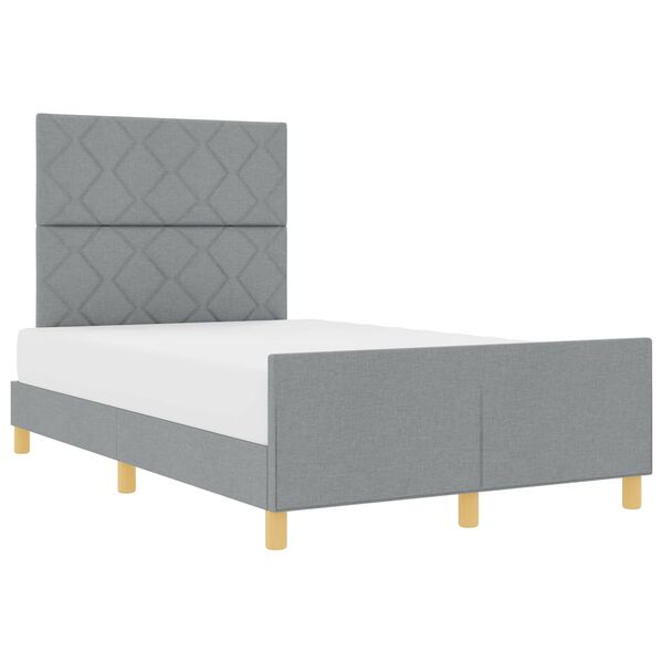 vidaXL Cadru de pat cu headboard Gri deschis 120 x 200 cm țesătură