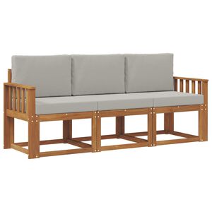 vidaXL Set de canapele de exterior 3 pcs Gri natural și deschis