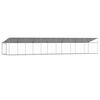 vidaXL Cușcă c&acirc;ini cu acoperiș și ușă, gri, 12x2x2 m, oțel galvanizat