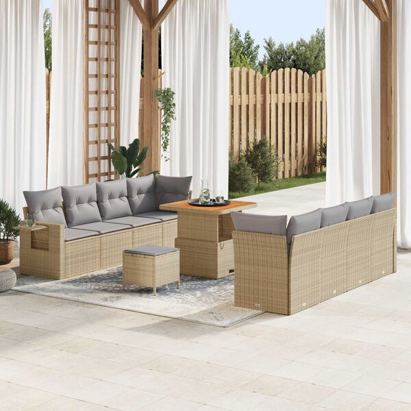 vidaXL Set de canapele pentru grădină 11 pcs Beige și gri deschis