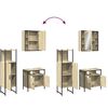vidaXL Set dulapuri de baie, 3 piese, stejar sonoma, lemn prelucrat