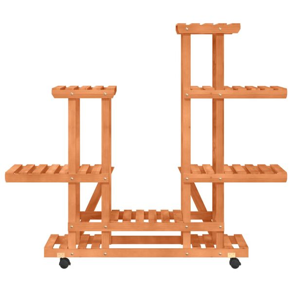 vidaXL Suport pentru flori cu roți, 95x25x101 cm, lemn masiv de brad