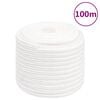 vidaXL Fr&acirc;nghie de barcă, alb complet, 18 mm, 100 m, polipropilenă