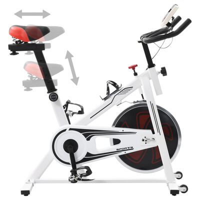 vidaXL Bicicletă antrenament fitness, cu senzori puls, alb și roșu