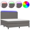 vidaXL Pat cu arcuri, saltea și LED, gri, 160x200 cm, piele ecologică