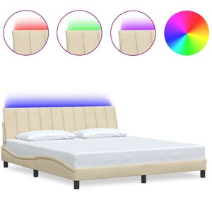 vidaXL Cadru de pat fără saltea, Hanko, crem, 180x200 cm, textil