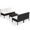 vidaXL Set mobilier de grădină cu perne, 5 piese, negru, poliratan