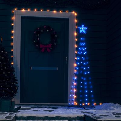 vidaXL Decorațiune Crăciun brad conic, 84 LED-uri, albastru, 50x150 cm