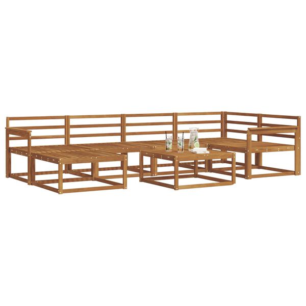 vidaXL Set de canapele de exterior 7 pcs natural Lemn Solid de Acacia