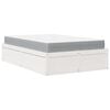 vidaXL Pat cu saltea, alb, 140x190 cm, lemn masiv pin