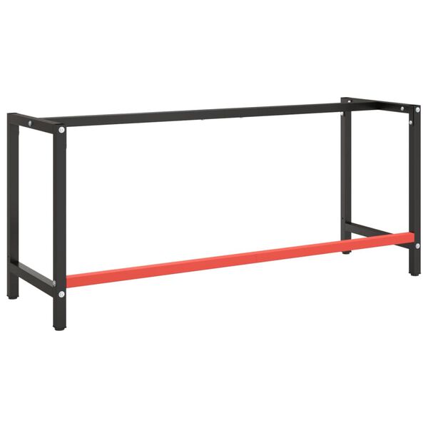 vidaXL Cadru banc de lucru, negru mat/roșu mat, 180x57x79 cm, metal