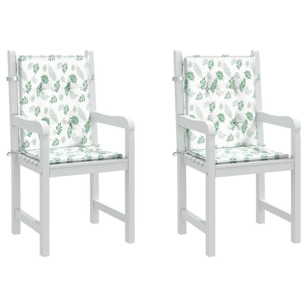 vidaXL Perne de scaun spătar jos, 2 buc., model frunze, textil