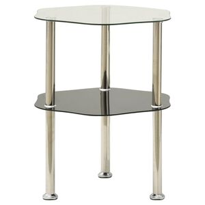 vidaXL Masă laterală 2 niveluri transparent/negru 38x38x50 cm sticlă