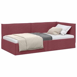 vidaXL Cadru de pat colțar cu headboard Roșu Vin 90 x 190 cm țesătură