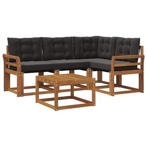 vidaXL Set de canapele de exterior 5 buc. Natural și Negru