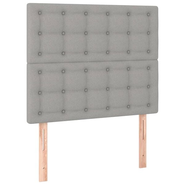 vidaXL Tăblie de pat cu LED, gri deschis, 90x5x118/128 cm, textil