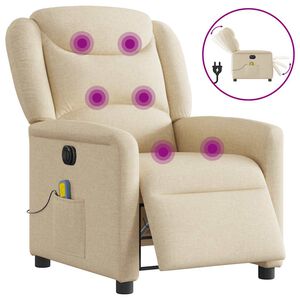 vidaXL Fotoliu electric de masaj rabatabil, crem, textil