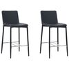 vidaXL Set mobilier de bar, 3 piese, negru, piele ecologică