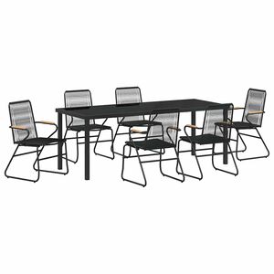 vidaXL Set de masă pentru grădină 7 buc. Negru