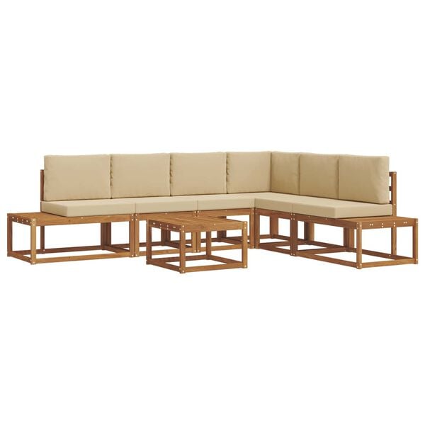 vidaXL Set de canapele de exterior cu pernă 7 Bucată Natural și Bej