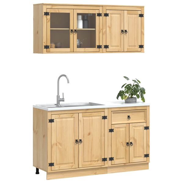 vidaXL Dulap cu raft cu ușă SKI 4 pcs Maro Miere Lemn de pin masiv