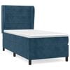 vidaXL Pat box spring cu saltea, albastru &icirc;nchis, 90x200 cm, catifea