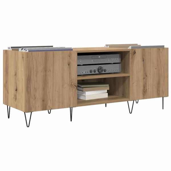 vidaXL Dulap pentru discuri de vinil Stejar Artizanal 121 x 38 x 48 cm