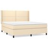 vidaXL Pat continental cu saltea, crem, 180x200 cm, textil