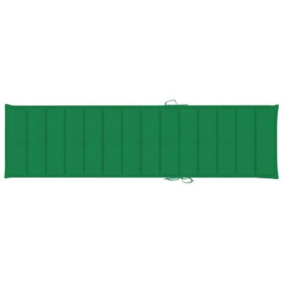 vidaXL Șezlonguri cu pernă verde, 2 buc., lemn masiv de tec