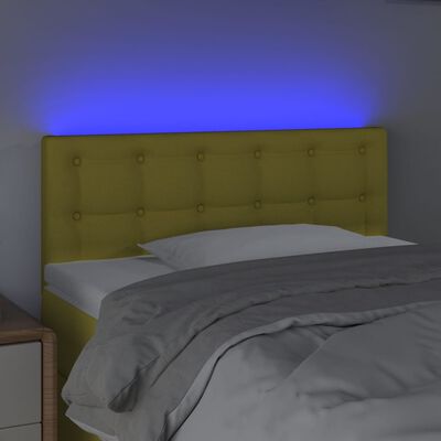 vidaXL Tăblie de pat cu LED, verde, 100x5x78/88 cm, textil