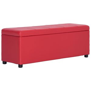 vidaXL Bancă, compartiment de depozitare, roșu, 116 cm piele ecologică