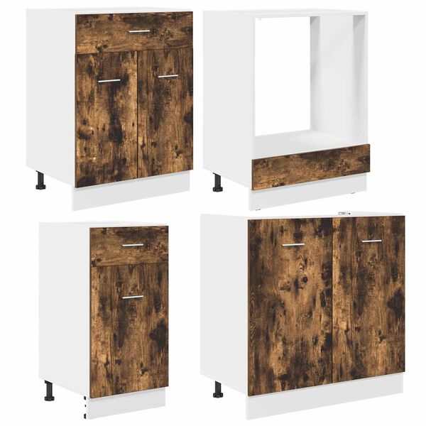 vidaXL Set de dulapuri de bucătărie cu sertar Lyon 8 pcs Stejar afumat