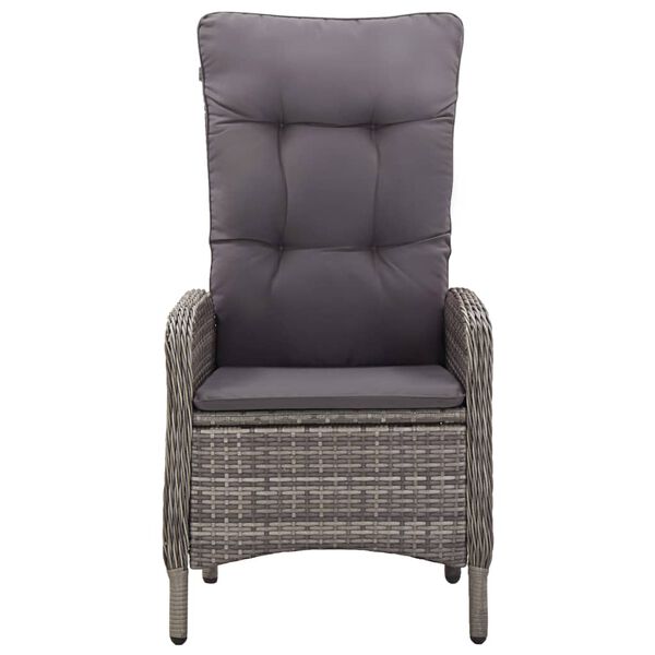 vidaXL Set bistro de grădină, 3 piese, gri, poliratan