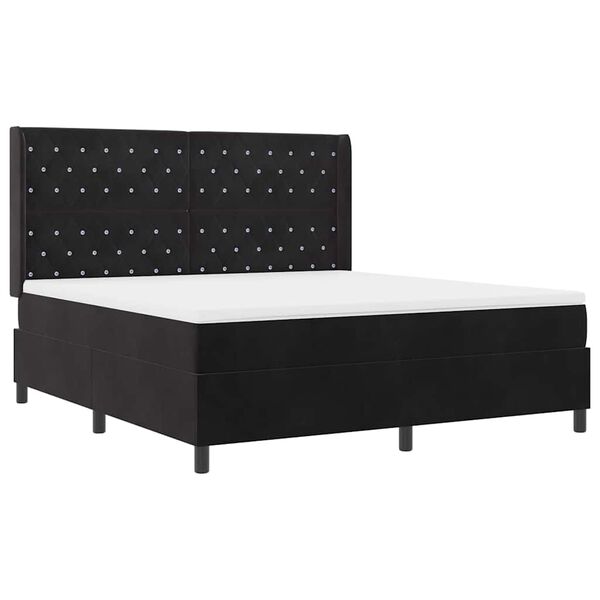 vidaXL Pat cu arcuri cu headboard Negru 180 x 200 cm Catifea