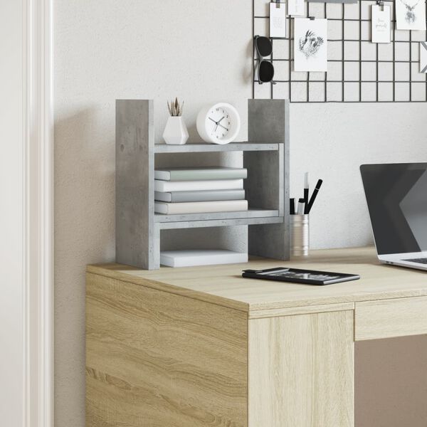 vidaXL Organizator birou, gri beton, 38,5x17x39 cm lemn prelucrat