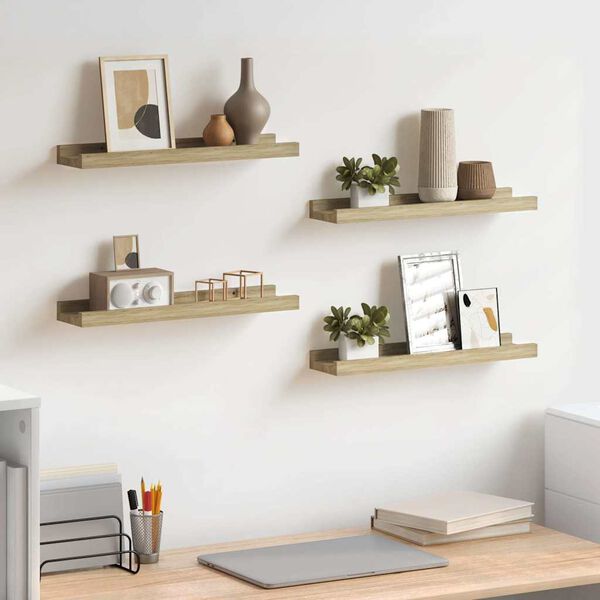 vidaXL Rafturi de perete, 4 buc., stejar sonoma, 40x9x3 cm