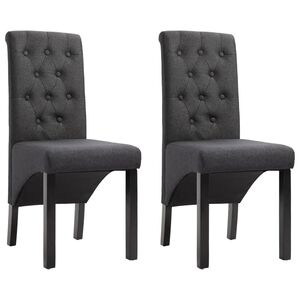 vidaXL Scaune de bucătărie, 2 buc., gri &icirc;nchis, material textil