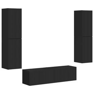 vidaXL Set comodă TV 6 pcs Negru Lemn compozit