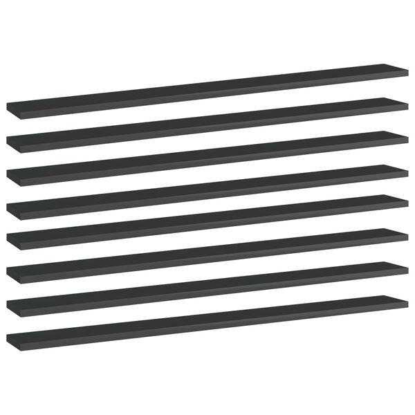 vidaXL Plăci bibliotecă 8 buc. negru extralucios 100 x 10 x 1,5 cm PAL