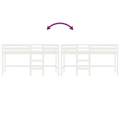 vidaXL Pat etajat de copii cu scară, alb, 80x200 cm, lemn masiv pin