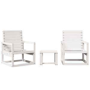 vidaXL Set mobilier de grădină, 3 piese, alb, lemn masiv de pin
