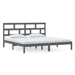 vidaXL Cadru de pat, gri, 200x200 cm, lemn masiv de pin