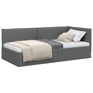 vidaXL Cadru de pat colțar cu headboard Gri &icirc;nchis 90 x 200 cm Catifea